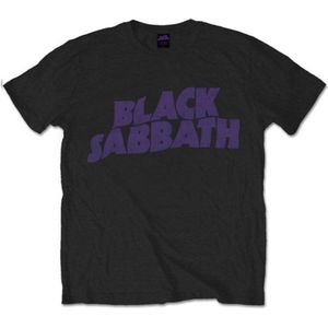 Black Sabbath - Wavy Logo Vintage Heren T-shirt - L - Zwart