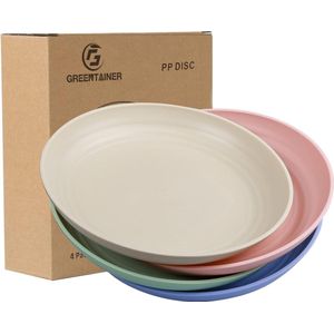 Greentainer Set van 4 borden van 19,8 cm, afbreekbaar, gezond onbreekbaar servies, voor kinderen en volwassenen, lichte en BPA-vrije eetborden, magnetron- en vaatwasmachinebestendig