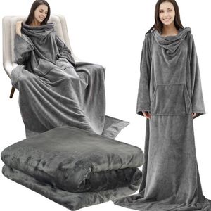 Oneiro’s Luxe Fleece deken SNUGGIE met mouwen - 180 x 210 cm - wonen - interieur - slaapkamer - deken – cosy – fleece - sprei - fleece deken - super zacht