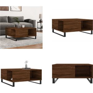 vidaXL Salontafel 80x80x36,5 cm bewerkt hout bruin eikenkleur - Salontafel - Salontafels - Bijzettafel - Banktafel