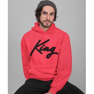 King / Queen Hoodie Red Black (King - Maat L) | Koppel Cadeau | Valentijn Cadeautje voor hem & haar