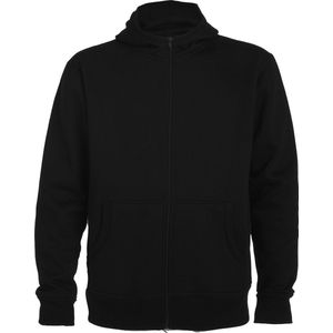 Zwart unisex kinder sweatshirt met rits en capuchon model Montblanc merk Roly maat 146 - 152