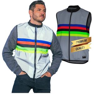 Gofluo - Fluo Hesje Volwassenen Darkchamp - Reflecterend - Hardloopvest - Fiets accessoires - Sport - XXXL - Grey reflective