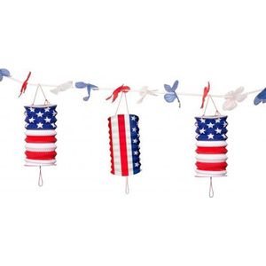 3x Lampionnen slingers USA vlag 360 cm - Amerika thema - Landen decoratie