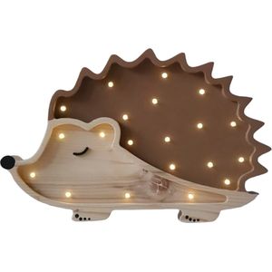 Houten Nachtlampje Egel – Magische LED Sfeerverlichting met Afstandsbediening - Dimmer en Timer - Perfect voor Baby's en Peuters - Wandlamp voor in de Slaapkamer en Kinderkamer