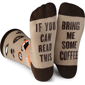 Malinsi® Grappige Sokken Coffee - Leuke Huissokken AntiSlip Dames en heren - If You Can Read This Koffie - 37 tot 45 - Cadeau voor Man & Vrouw - Moederdag Cadeautje