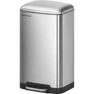 30 liter stalen afvalemmer met softclose deksel en binnenemmer - luchtdichte pedaalemmer voor de keuken zilver LTB01L