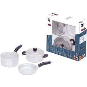 Klein Toys WMF 3-delige pannenset - kookpot en 2 steelpannen, waarvan 1 met deksel - hoogwaardig kunststof - grijs zwart