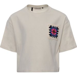 Looxs Revolution Oversized Crop T-shirt Tops & T-shirts Meisjes - Shirt - Gebroken wit - Maat 176