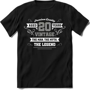 20 Jaar Legend T-Shirt | Zilver - Wit | Grappig Verjaardag en Feest Cadeau | Dames - Heren - Unisex | Kleding Kado | - Zwart - 3XL