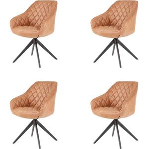 Eetkamerstoel - Collins - lederlook Soft cognac (4 stuks)