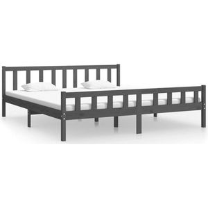 VidaXL Bedframe Massief Hout Grijs 180x200 cm 6FT Super King