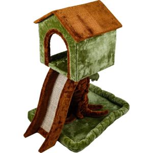 Nobleza Katten Krabpaal 40NES - Kattenhuis - 66 x 47 x 73.5 cm - Groen/Bruin