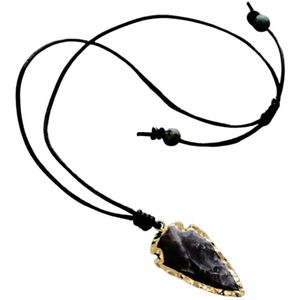 Marama - ketting Black Arrow - edelsteen jaspis - vegan - 70 cm. - unisex - hanger pijl