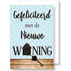 6x dubbele wenskaart met envelop - Nieuwe Woning - 11,5 x 17 cm