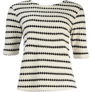 NED Trui Valencian 1 2 Ss Rows Of Diamond Tricot 24s2 Ss098 03 00 Optical White Dames Maat - L