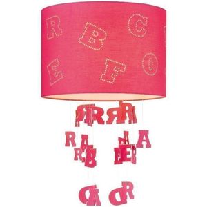 Home Sweet Home Lampenkap Kids Letters cilinder - van stof - rood - Moderne stoffen Lampenkap - 30/30/20cm - E27 lamphouder - voor hanglamp - RoHS getest
