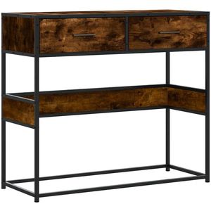 vidaXL Wandtafel - Wandtafels - Gangtafel - Halftafel - Wandtafel 90x35x80 cm bewerkt hout gerookt eikenkleurig