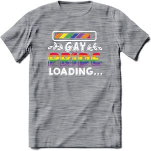 Gay Pride Loading T-Shirt | Grappig LHBTIQ+ / LGBTQ / Gay / Homo / Lesbi Cadeau Shirt | Dames - Heren - Unisex | Tshirt Kleding Kado | - Donker Grijs - Gemaleerd - 3XL