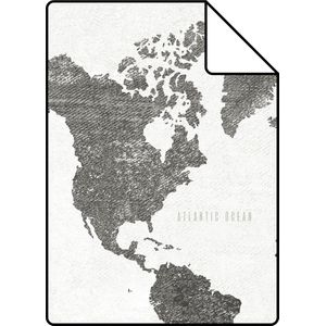 Proefstaal ESTAhome behang vintage wereldkaarten donkergrijs - 138973 - 26,5 x 21 cm