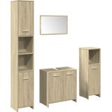 vidaXL - 4-delige - Badkamermeubelset - bewerkt - hout - sonoma - eikenkleurig