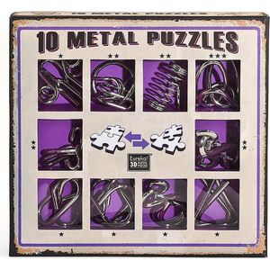 10 Metalen Puzzels Paarse Editie (10 stuks, breinbrekers)