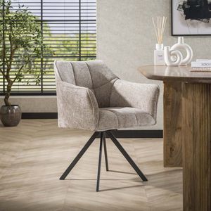 LifestyleFurn Draaibare Eetkamerstoel - set van 2.00 - Thandie - Rich stof - Zand