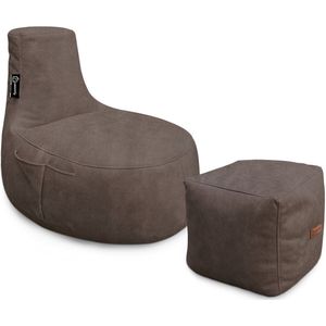 Casacomfy - ModiLounge - Zitzak met Voetenbankje - Volwassenen - Cold Brew - Lederlook - Zachtestof