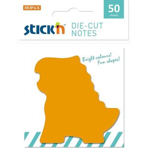 Stick'n Sticky dinosaurus notes - 70 x 68mm, oranje, 50 memoblaadjes