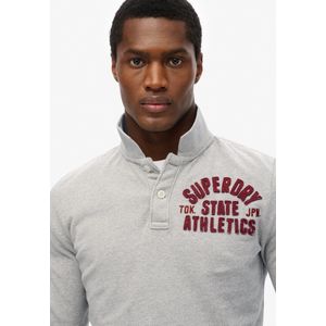 Superdry Vintage Athletic Lange Mouw Poloshirt Grijs 2XL Man