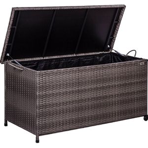 STILISTA Tuin Opbergbox - Tuinkussenbox - Wicker - Polyrattan - 307 Liter - 122 x 62 x 56 cm - Grijs