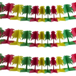 Funny Fashion Hawaii palmbomen thema feestslinger - 3x - gekleurd - 400 cm - papier