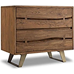 OHNO Furniture Dana Dressoir - Retro Meubels, Walnoothout, RVS, Zwart, Industrieel
