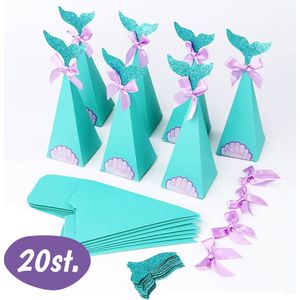 Zeemeermin Uitdeeldoosjes - Zeemeerminstaart - Uitdeelcadeautjes Voor Kinderen - Mermaid Traktatie Boxen - Kinderfeestje Versiering - Snoep Doosjes Decoratie - Verjaardag Uitdeelbakjes - Alternatief voor Uitdeelzakjes en Snoepzakjes - 20 stuks