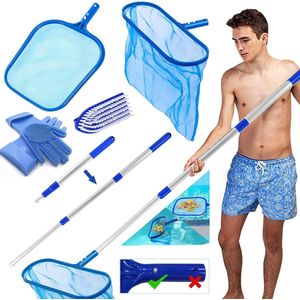 Zwembad schoonmaak kit - Zwembadschepnet, schepnet voor zwembad - Zwembadschepnet met telescopische polen - schepnet voor zwembad, zwembad, schepnet vijver, fijnmazig, zwembadreiniging voor zwembad, aquarium, spa