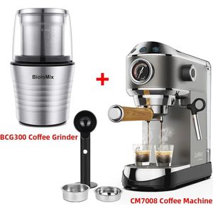 Mima® Koffiezetapparaat- Bonen Vers Malen- Koffiemachine-Koffiemolen- Silver- Melkopschuimer-Pistonmachine Koffie- Espressomachine