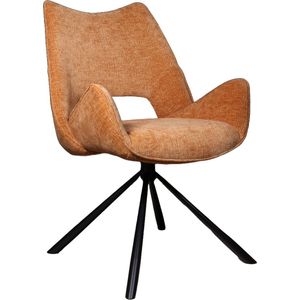 SET DEAL: 4 stuks Eetkamerstoel draaibaar Kevin ribstof cognac eetstoel draaibare stoel zetel