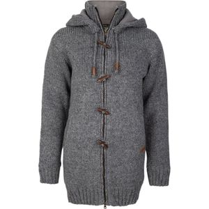 Gebreid Wollen Dames Vest van Schapenwol met Polyester Fleece voering en afneembare capuchon - SHAKALOHA - W Woodcord DLX Grey M