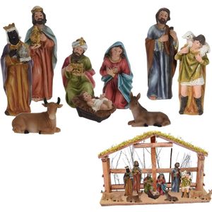 Cheqo® Kerststal Figuren - Kerststalfiguren - Kerstgroep - Kerstbeeldjes - 9-delig