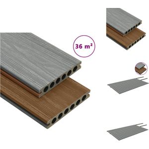 vidaXL Terrasplankenset - bruin/grijs hout-kunststof-composiet - 36m² - 108 planken - Vloer