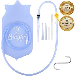 Livingful Premium Klysma Set 2L • Enema Set • Home Enema Kit • Anal Shower Irrigator • Voor constipatie • Hygiënische Darmreiniging • Darmspoeling • Klysma Darmreiniging • Anale douche • Vaginale douche • Laxeermiddel • Colon Detox • Intieme Douche