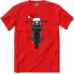 Kerst motor - T-Shirt - Heren - Rood - Maat XL