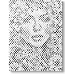 Vrouw met bloemen | Dot painting | 40x50cm (Meest gekozen) | Op frame gespannen | Diamond painting & Schilderen op nummer alternatief | Stippelschilderij