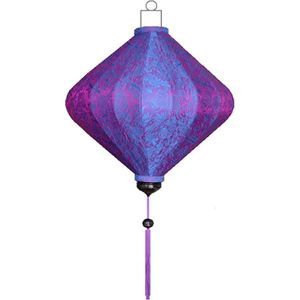 Paarse zijden Japanse lampion lamp diamant - D-PA-62-S