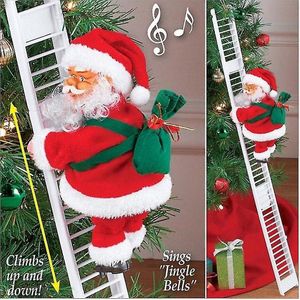 Happy Trendz® Kerstman Klimmend ladder - Klimmende Kerstman - Kerstman op Ladder – Kerstman Pop – Kerstmannen – Kerstman Klimmen – Muziek - Kerstcadeau – Speelgoed – Kerstversiering – Wit