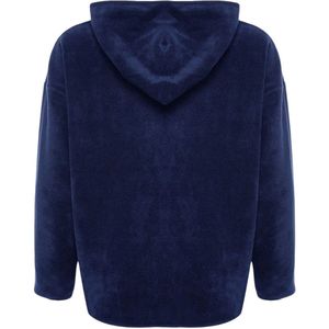 Trendyol Marineblauw Dik Fleece Oversized/Breed Gebreid Sweatshirt Met Capuchon En Ritssluiting Twoaw22Sw2063