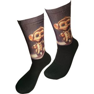 Verjaardag cadeau - Aapje sokken - Monkey - Print sokken - vrolijke sokken - valentijn cadeau - aparte sokken - grappige sokken - leuke dames en heren sokken - moederdag - vaderdag - Socks waar je Happy van wordt - Maat 36-40