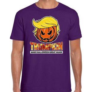 Halloween Trumpkin make Halloween great again verkleed t-shirt paars voor heren - horror pompoen shirt / kleding / kostuum L