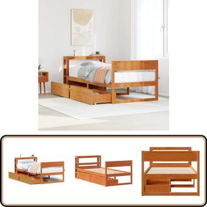 vidaXL Bedframe zonder matras massief grenenhout wasbruin 100x200 cm