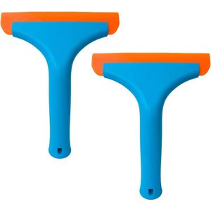 Siliconen Raamtrekker - douchewisser voor glas en spiegels - 2 stuks - blauw